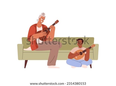 Similar – Image, Stock Photo young woman playing ukulele