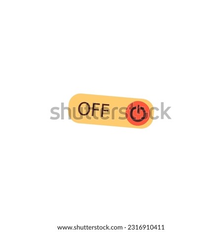 Off or switch off button flat vector illustration isolated on white background. Connection interrupting and gadgets disconnection toggle switch button.