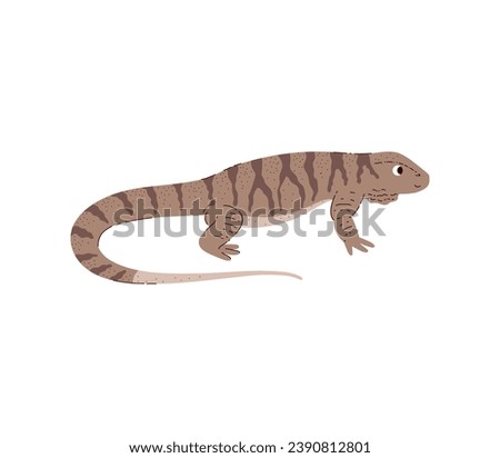 Varan or Komodo dragon, desert lizard, vector illustration isolated on white background. African animal reptiles, Varanus salvator. Colorful clipart, drawn in simple flat cartoon style.