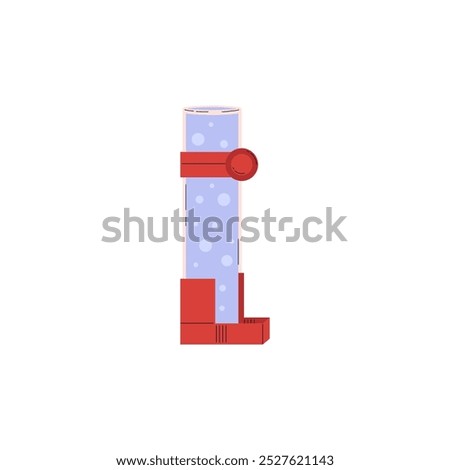 Plastic drinker for small pet animals and birds. Feeder for water. Vector flat illustration isolated on white background. Cartoon Zoo accessory for birds cage, veterinary equipment