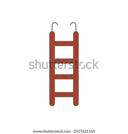 Wooden small ladder for domestic birds icon. Cartoon Zoo accessory for birds cage. Vector flat illustration of parrots equipment isolated on white background