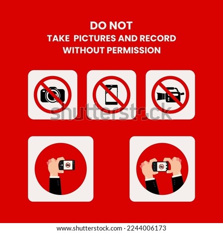 Do not take pictures and record without permission sign and symbol graphic design vector illustration
