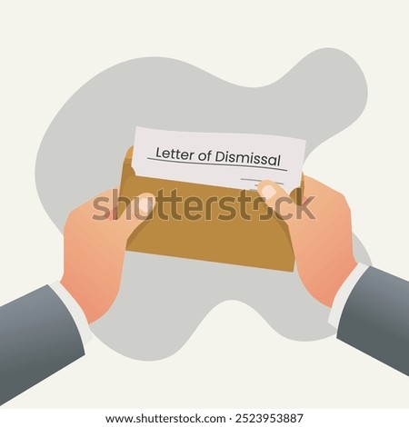 Employee hand opening the envelope with letter of dismissal vector illustration 