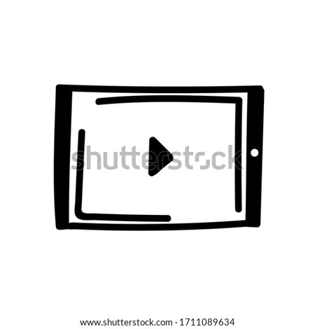 
tablet or smartphone to watch videos with play button simple vector icon. sketch illustration isolated on white background