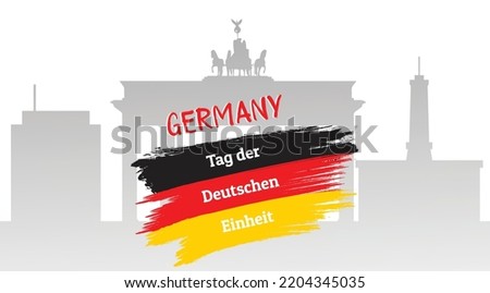 Tag der deutschen einheit (German unity day) banner with berlin background