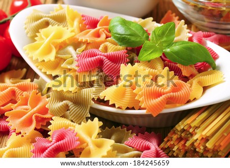 Variation of italian raw pasta