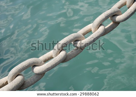 Heavy metal chain above sea water