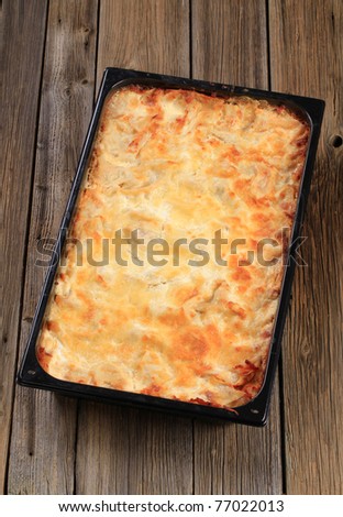 Lasagne in a baking pan