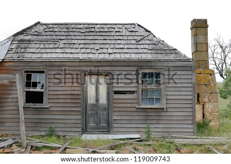 Very old derelict timber rural home left abandoned in the country