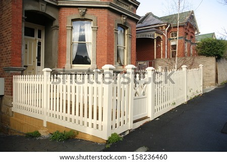 Two storey red brick Terrace Housing in Hobart, Tasmania, Australia