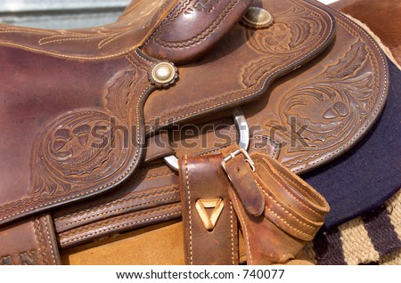 Close up detail of Western Horse Saddle