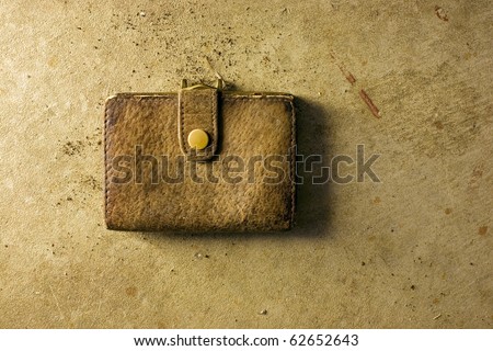 Still life of beautiful old antique ladies leather purse
