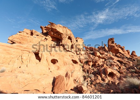 Valley of Fire State Park is the oldest state park in Nevada, USA. It covers an area of 34,880 acres (14,120 ha) and was dedicated in 1935. It derives its name from red sandstone formations