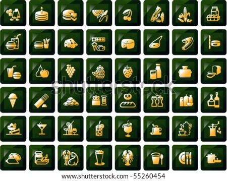 Set of food, drink and grocery symbols
