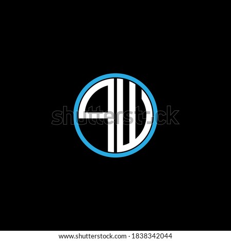 Q W letter logo emblem design on black color background, qw monogram