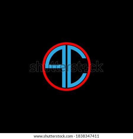 Q C letter logo emblem design on black color background, qc monogram