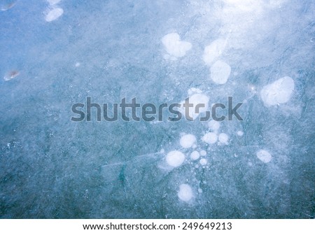 Frozen lake with air bubble in winter season, Summer Palace, Beijing, China