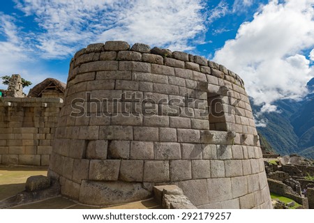 Sun temple at Machu Picchu, Cusco, Peru