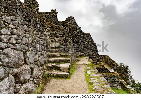 Phuyupatamarca is a Inca town on the trail, Inca Trail, Machu Picchu, Cusco, Peru