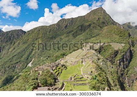 Sun gate to Machu Picchu view point from  Waynapicchu, New 7 Wonder of the world, Cusco, Peru