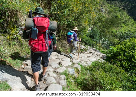 The Inca Trail \'s treaking , Machu Picchu, Peru