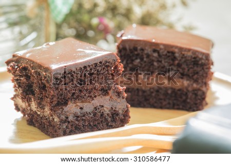 Chocolate Fudge Cake, Close up photo with selective focus