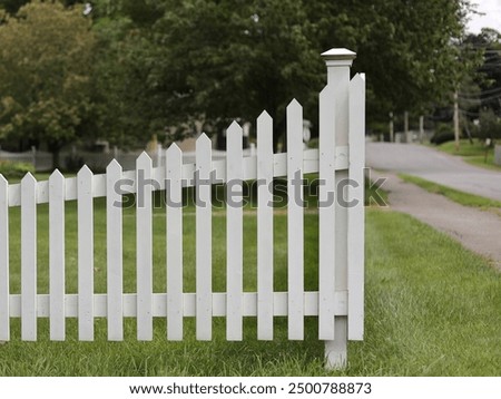 Image, Stock Photo Picket fence, in the slope