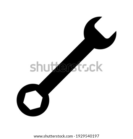Wrench icon, vector wrench maintain logo, black sign isolated on white, bolt, rust, rust cleaner, technology repair service, arrangement, fixed sign concept, trendy style simple design, vector illustr