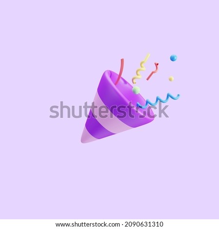 3d purple birthday celebration trumpet illustration concept rendering, suitable for your web and app elements