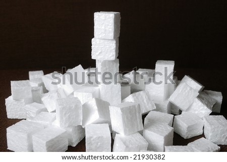 foamed polystyrene cubes