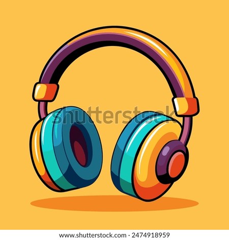 Headphones. Wireless portable headset. Bright colors. Vector illustration.