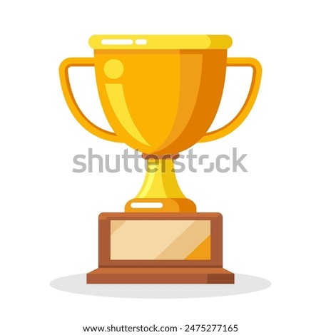 Golden Trophy Cup isolated on white background. Symbol of Victory. Flat design. Vector illustration.