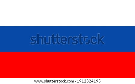 Russia flag. Icon of russian federation. Button of russia and moscow. Illustration of official flag isolated. Symbol of ru. Emblem for geography of country, history, patriotism. Europe, asia. Vector.
