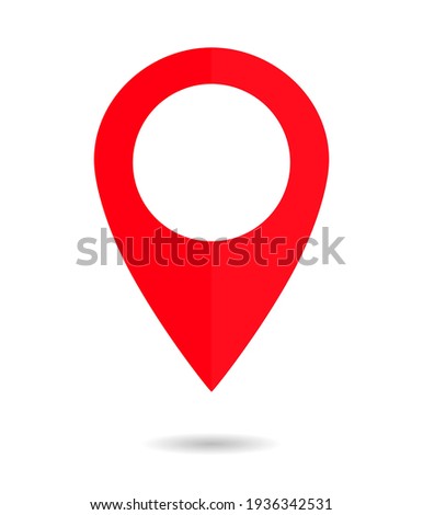 Pin of map. Icon of drop pin. Place of location. Red gps marker. Geo point for position and navigation. Pinpoint place on map. Symbol of travel and direction for app. Landmark for city. Vector.