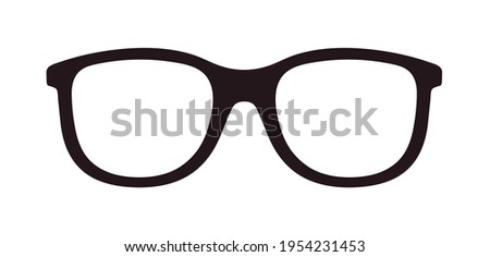 Glasses icon. Eyeglasses for nerd. Spectacles for geek. Glasses for eye. Frame for optical glass. Logo of sunglasses. Hipster specs for reading and vision. Black silhouette for optic. Vector.