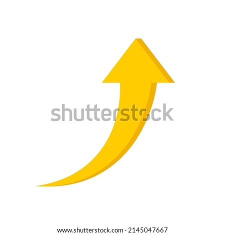 Yellow arrow up. Arrow up icon. Color flat ui for website. Left and top symbol for button isolated on white background. Vector.