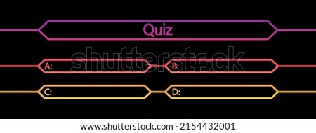 Quiz millionaire. Quiz game with question and choice of answer. Contest on tv show. Test competition on app. Intellectual quest. Template for questionnaire, guess and examination. Vector.