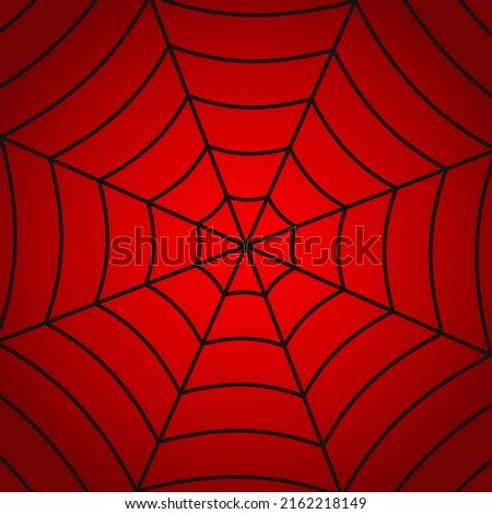 spider web background. Red background with black spiderweb. Pattern of cobweb for net, trap and horror. Hero texture. Vector.