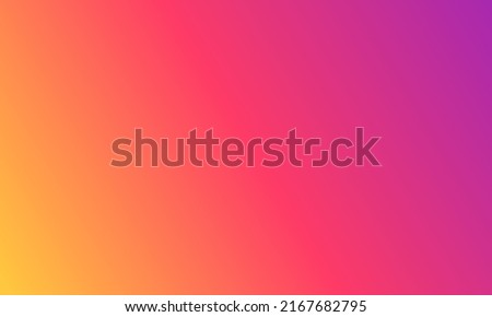 Gradient background. Orange, pink and purple colors. Rainbow colors. Magenta, yellow and red texture. Abstract gradation wallpaper. Bright backdrop for follow, like and social. Vector.
