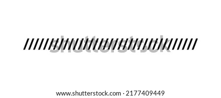 Slash line. Border with diagonal lines. Angle of tilt stripes. Black pattern of footer isolated on white background. Vector.