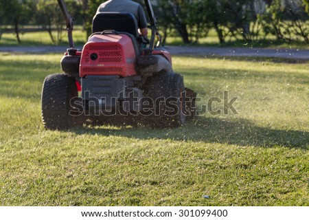 Riding Lawn Equipment with operator for periodically garden upkeep