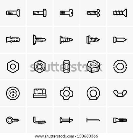 Screws and nuts icons