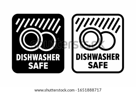 "Dishwasher safe" to high temperature and detergents information sign