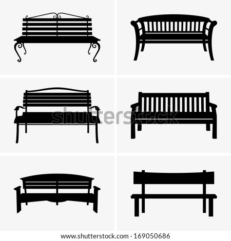 Park Benches vector silhouette symbols