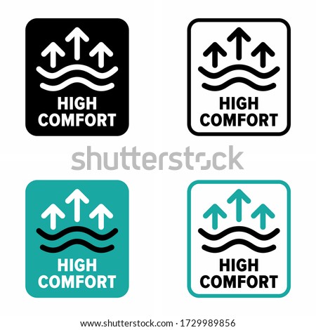 'High comfort' zone, item, fabric information sign Foto d'archivio © 