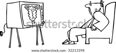 Vector Man Watching Tv - 32213398 : Shutterstock