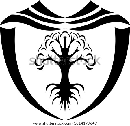 
abstract pattern in the form of a coat of arms with a tree