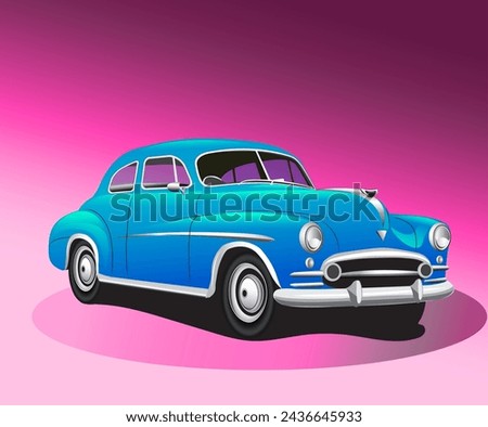 Vector illustration of a blue antique style car for use in advertising.