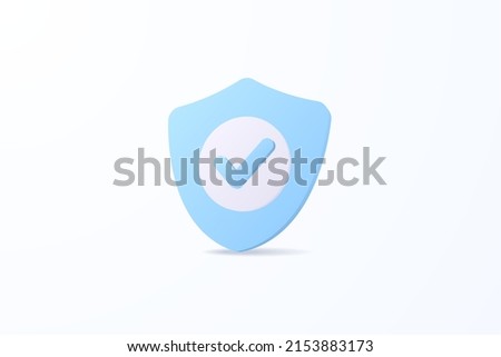 Realistic shield checkmark 3d icon design illustrations. Protection, approved, security, guaranteed vector design concept
