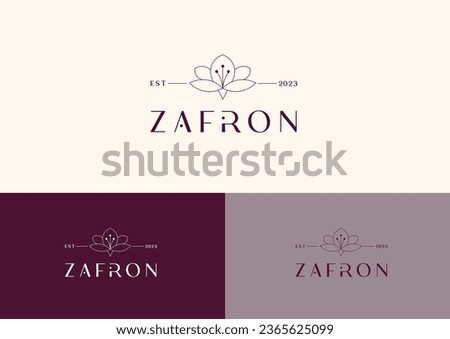 Minimalistic saffron logo. Saffron flower. Burgundy color.